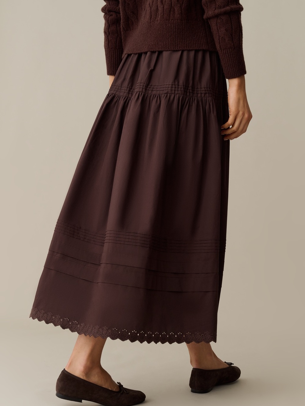 Few Moda Beth Brown Cotton Midi Skirt – Size 6 NWT - Picture 4 of 10